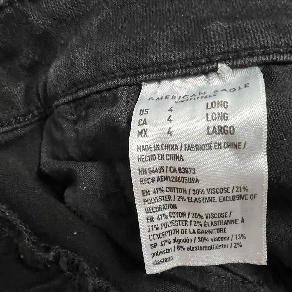 American Eagle Next Level Stretch High Rise Jegging 4 Long Women’s Black 1439 - Picture 6 of 7